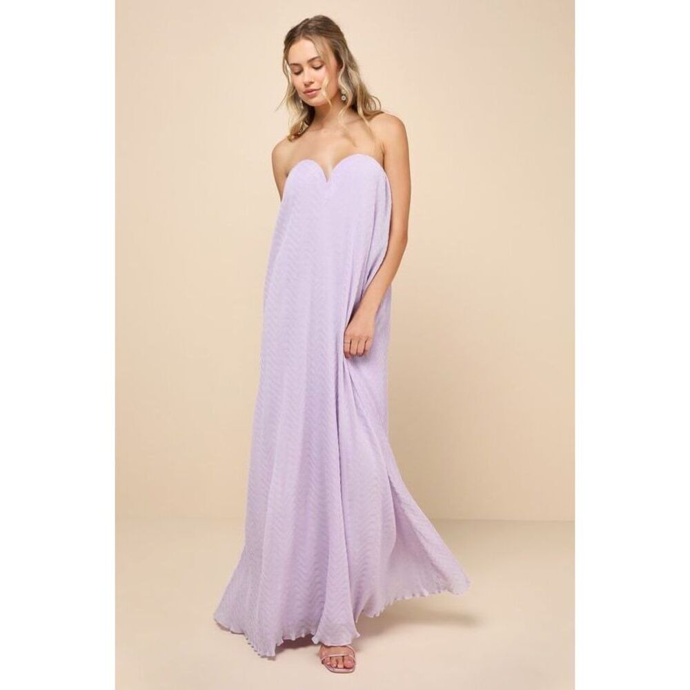 Lulus Perfect Always Textured Strapless Swing Maxi Dress, lavender color